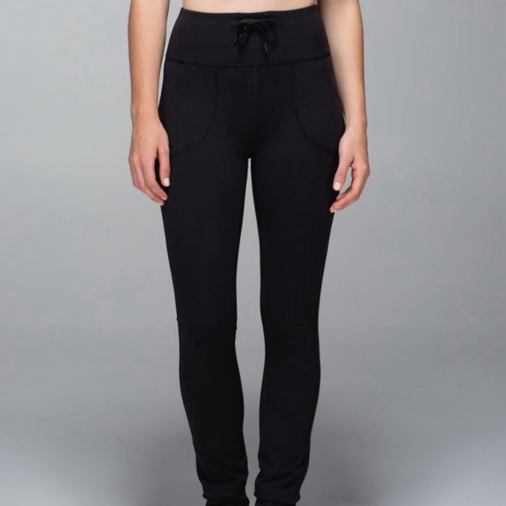 Lululemon Skinny will pant full-on luon black waist tie cargo yoga pants